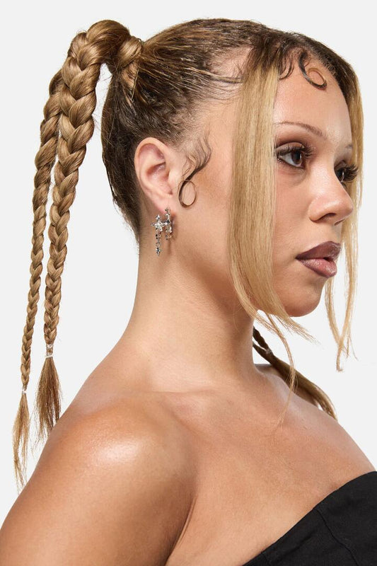 Image of Earrings. Productname: Double Hoop Cross Earrings in Silver colour by brand - Black Friday