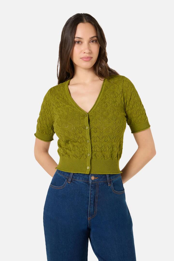 Image of Blouses. Productname: Wednesday Lace Knit Cardigan in Navy colour by brand - Princess Highway