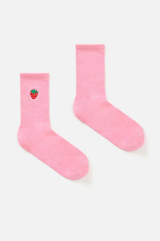 Image of Socks. Productname: Strawberry Embroidered Sock in Pink colour by brand - Princess Highway