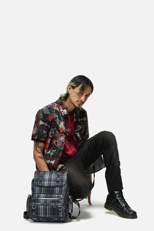 Image of Bags. Productname: Grey Tartan Backpack in Grey colour by brand - Black Friday