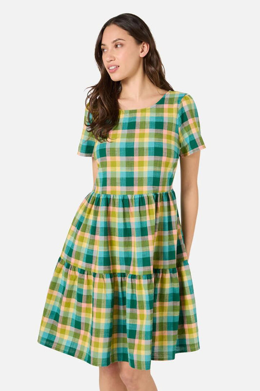 Image of Dresses. Productname: Piper Check Smock Dress in Green Multi colour by brand - Princess Highway