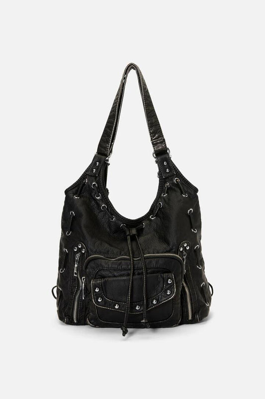Image of Bags. Productname: Large Slouch Stud Bag in Black colour by brand - Black Friday