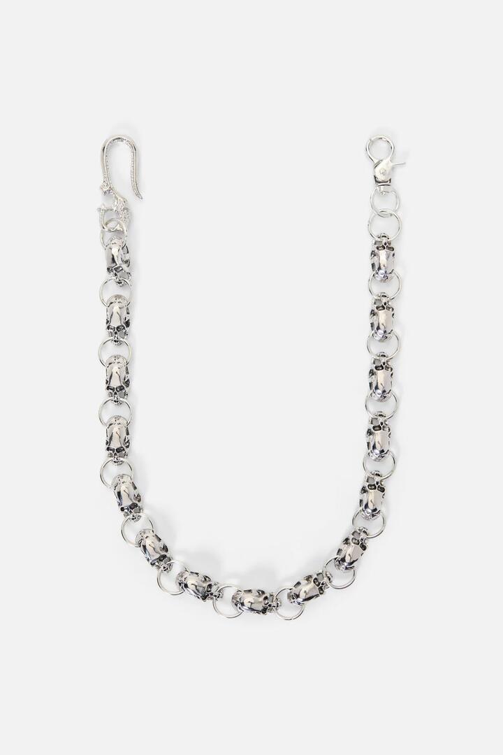 Image of Jewelry. Productname: Skull & Ring Pant Chain in Silver colour by brand - Black Friday
