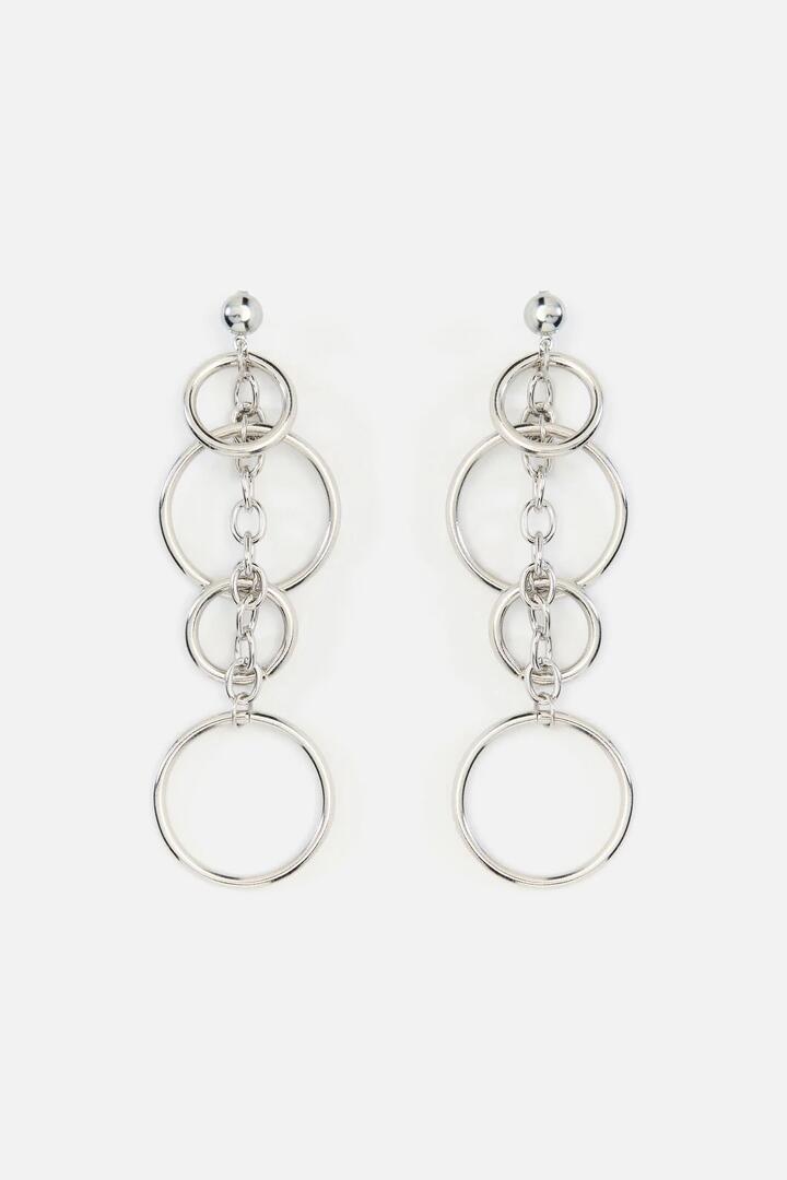 Image of Earrings. Productname: Ring & Chain Statement Earring in Silver colour by brand - Black Friday