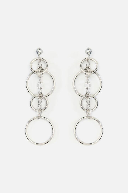 Image of Earrings. Productname: Ring & Chain Statement Earring in Silver colour by brand - Black Friday