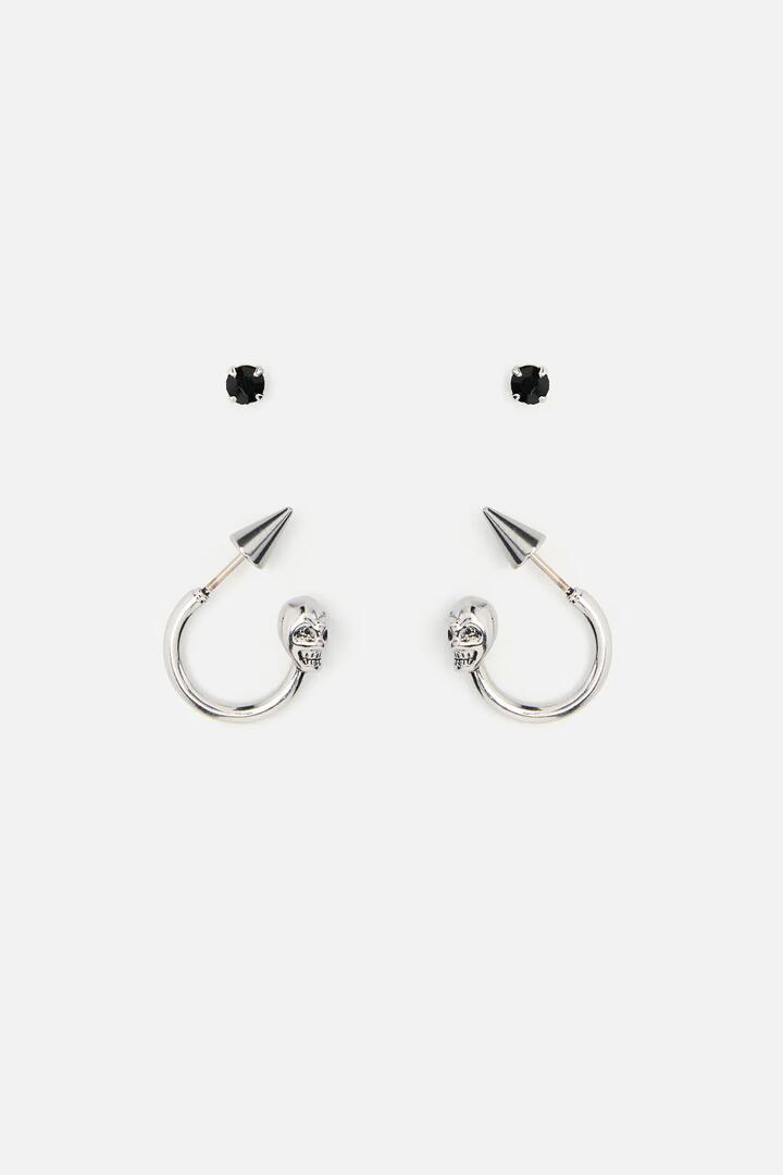 Image of Earrings. Productname: Spike Skull Earrings in Silver colour by brand - Black Friday