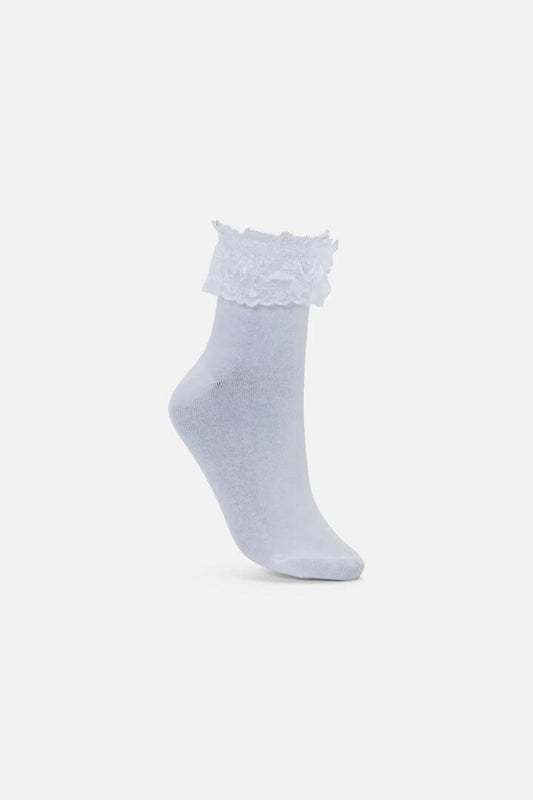Image of Socks. Productname: White Classic Lace Top Socks in White colour by brand - Black Friday