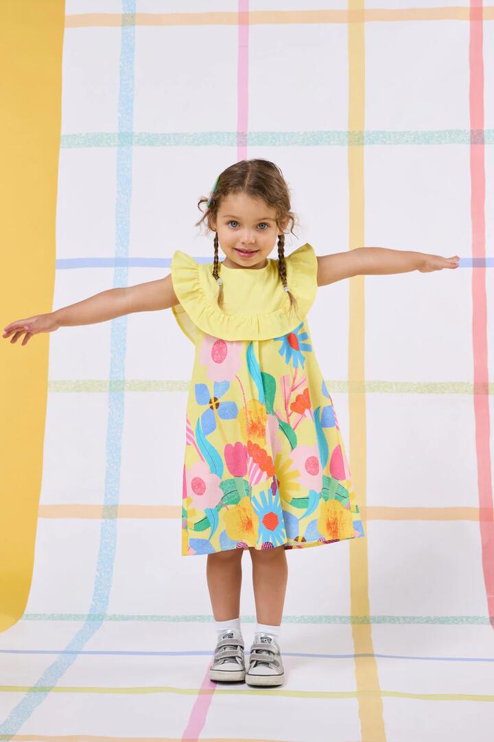 Image of Dresses. Productname: Cut Paste Border Kids Dress in Yellow colour by brand - Gorman