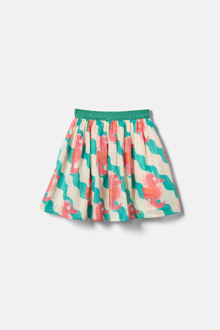 Image of a model wearing Skirts. Productname: Seahorse Kids Skirt in Green colour by brand - Gorman
