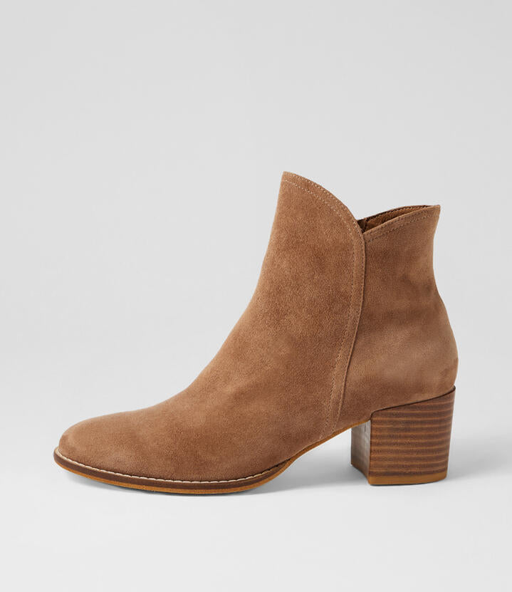 Image of Boots. Productname: Mocker Light Choc Suede Ankle Boots in Lt Choc colour by brand - MIDAS