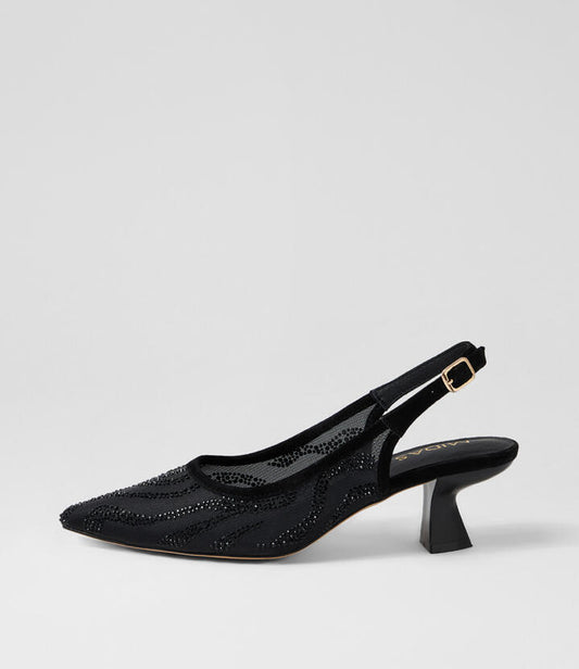 Image of Heels. Productname: Lush Black Mix Heels in Black colour by brand - MIDAS