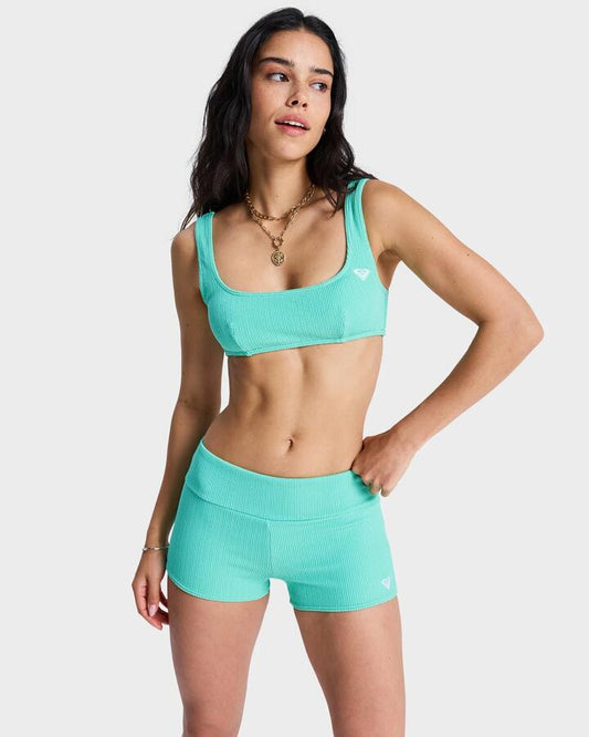 Image of Swimwear. Product name - Roxy Womens Roxy Sunshine High Rise Boyleg Bikini Bottom Katydid in Katydid colour by brand - Roxy