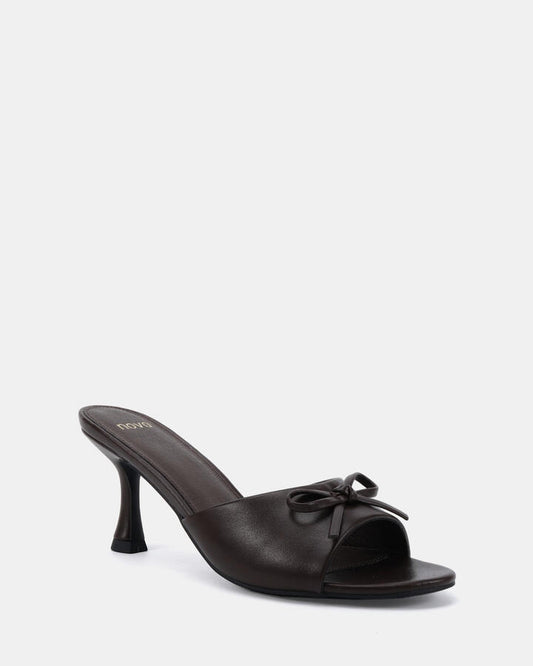 Image of Heels. Productname: Fia: Espresso - Women's Strappy - Low Heel in Espresso colour by brand - Novo