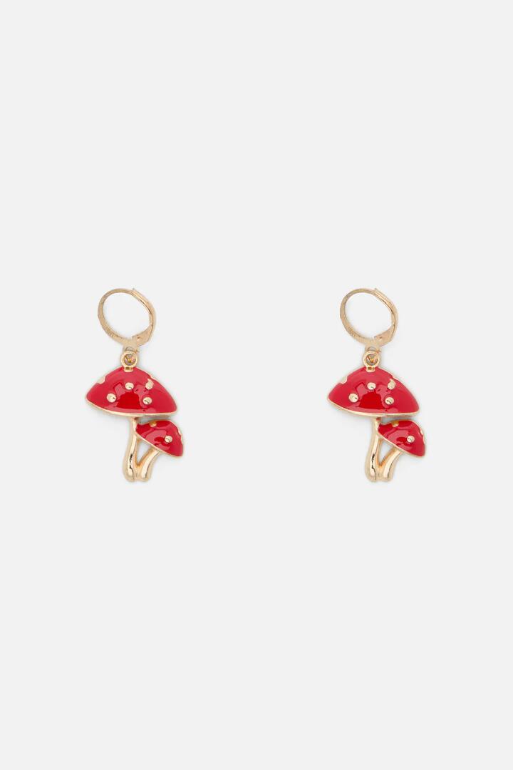 Image of Earrings. Productname: Toadstool Sleeper Earrings in Gold/Red colour by brand - Dangerfield