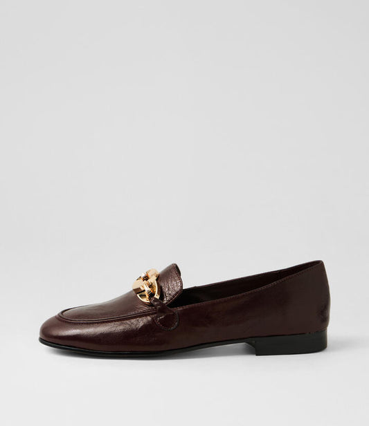 Image of Flats. Productname: Ilkie Burgundy Polish Leather Loafers in Burgundy Polish colour by brand - MIDAS