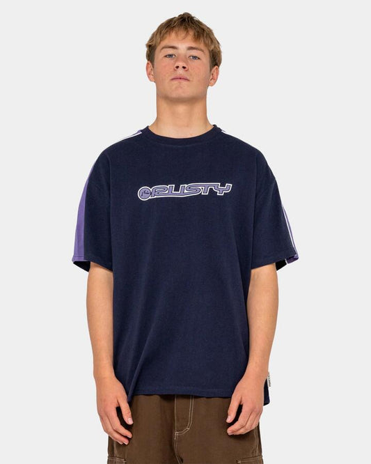 Image of T-Shirts. Productname: rusty Mens Alonso T-Shirt Navy Blue 3 - in Navy Blue 3 colour by brand - Rusty