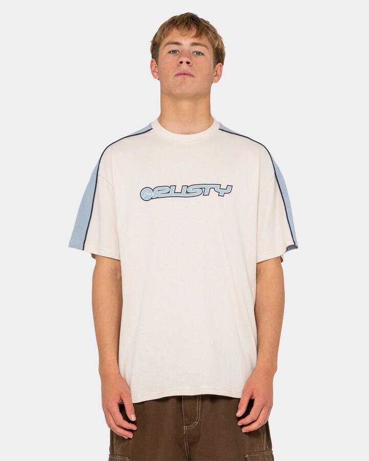 Image of T-Shirts. Productname: rusty Mens Alonso T-Shirt Cream - in Cream colour by brand - Rusty