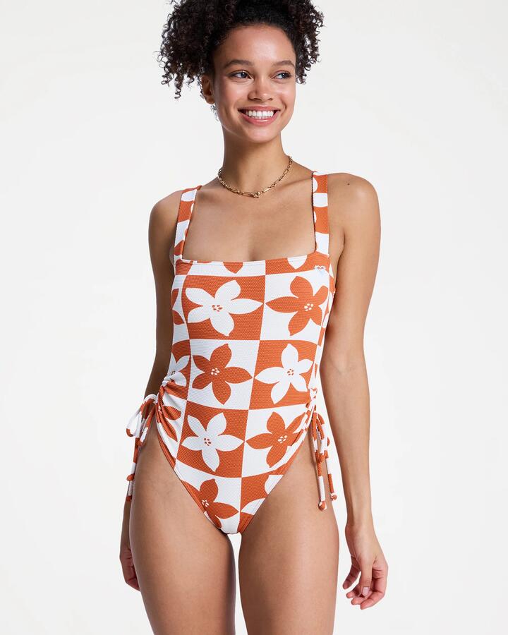 Image of Swimwear. Product name - Roxy Womens Hazy Days One Piece Swimsuit Ginger Spice Flora in Ginger Spice Flora colour by brand - Roxy