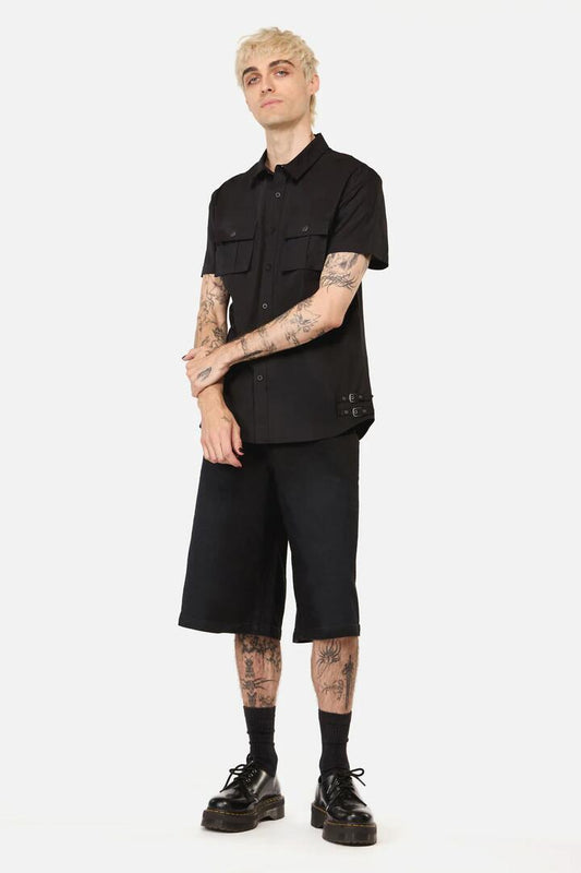 Image of Shirts. Productname: Buckled Goth Shirt in Black colour by brand - Dangerfield