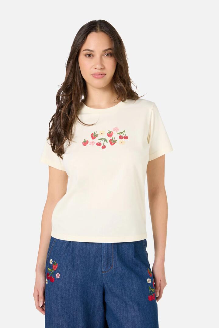 Image of T-Shirts. Productname: Berry Bloom Tee in Cream colour by brand - Princess Highway