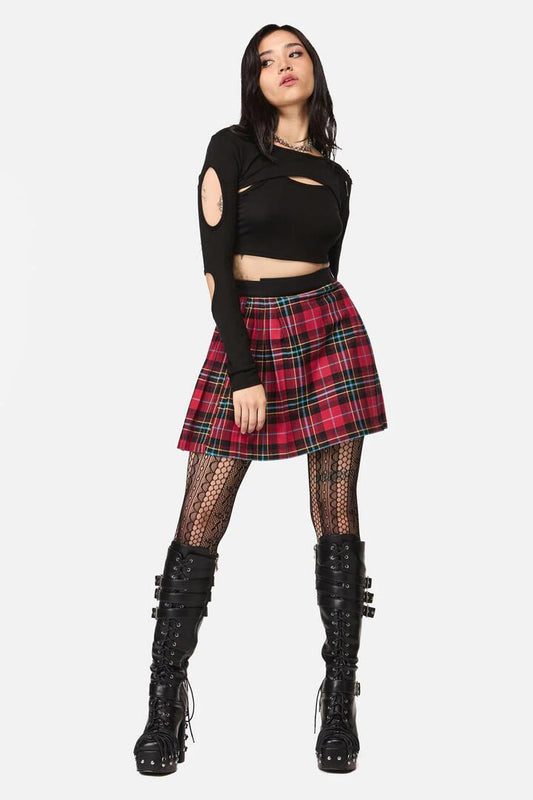 Image of a model wearing Skirts. Productname: Stop It Grunge Mini Skirt in Multi colour by brand - Dangerfield