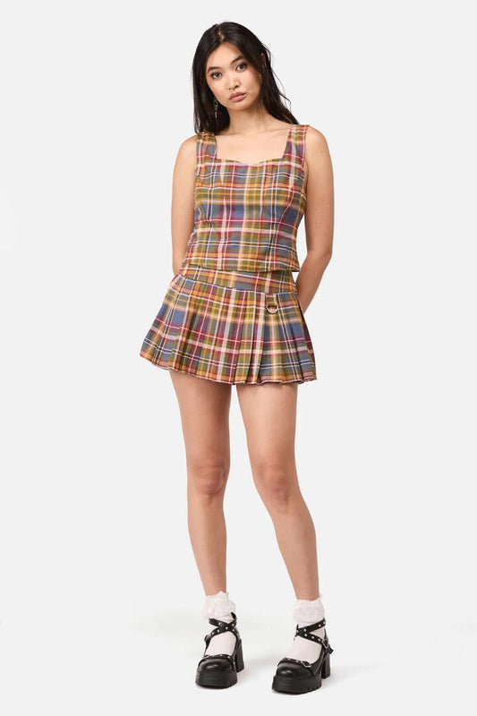 Image of a model wearing Skirts. Productname: Alchemy Tartan Skort in Multi colour by brand - Dangerfield
