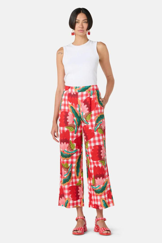 Image of a model wearing Pants. Productname: Little Things Gingham Pant in Print colour by brand - Gorman