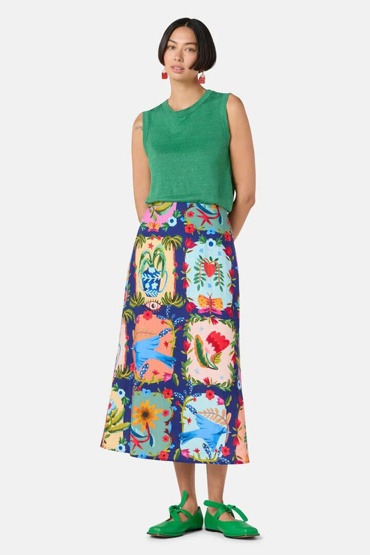 Image of a model wearing Skirts. Productname: Little Things Placement Skirt in Print colour by brand - Gorman