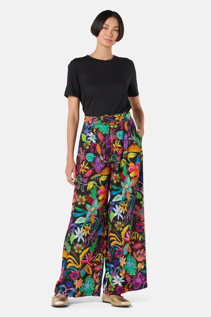 Image of a model wearing Pants. Productname: Papaya Palm Pant in Print colour by brand - Gorman