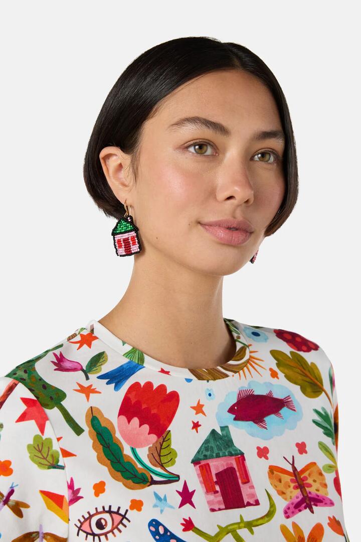 Image of Earrings. Productname: Little House Beaded Earrings in Multi colour by brand - Gorman