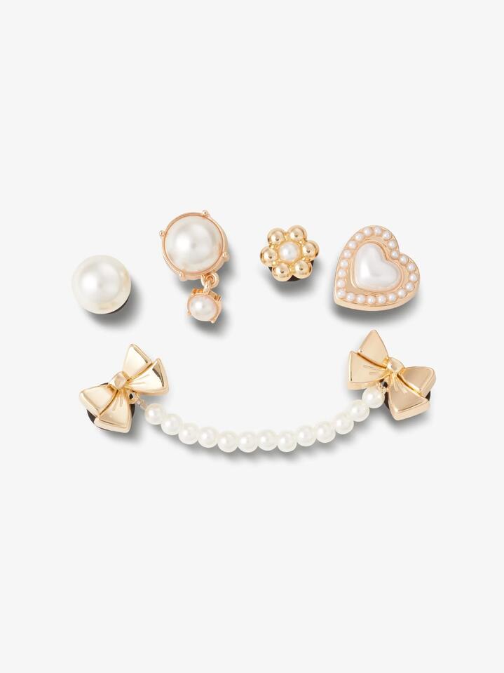 Image of Accessories. Productname: Jibbitz Pearly Gold 5 Pack ONE SIZE Multi in Multi colour by brand - Jibbitz