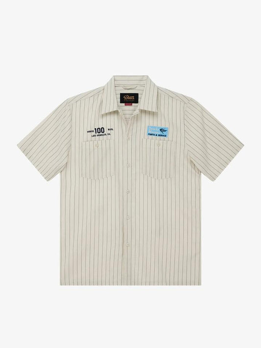 Image of Shirts. Productname: Deus Forecourt Stripe Shirt in Dirty White colour by brand - Deus