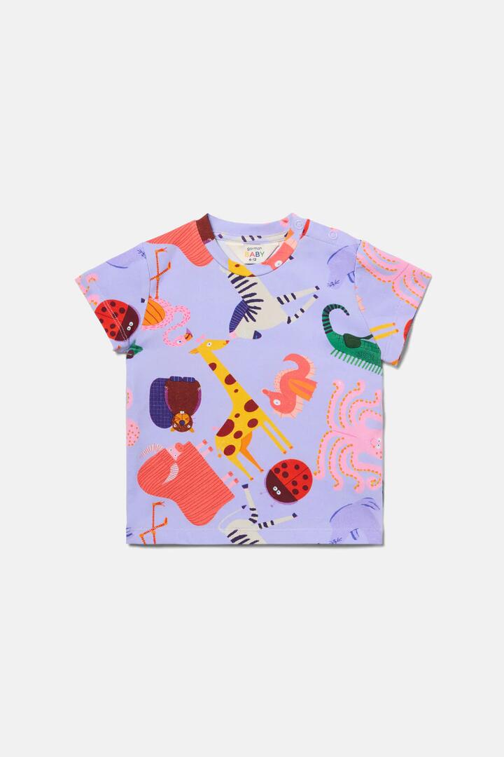 Image of a model wearing Tops. Productname: Zoo Tropic Baby SS T-Shirt in Lilac colour by brand - Gorman