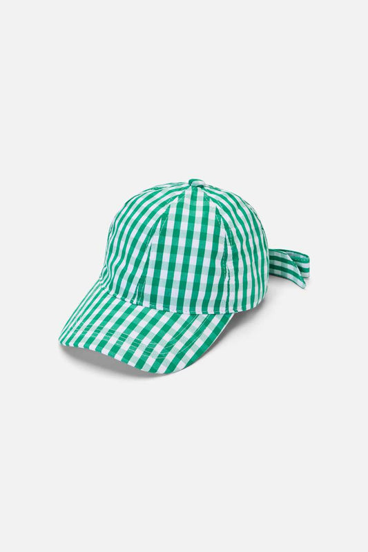 Image of Accessories. Productname: Gingham Tie Back Cap in Green colour by brand - Princess Highway