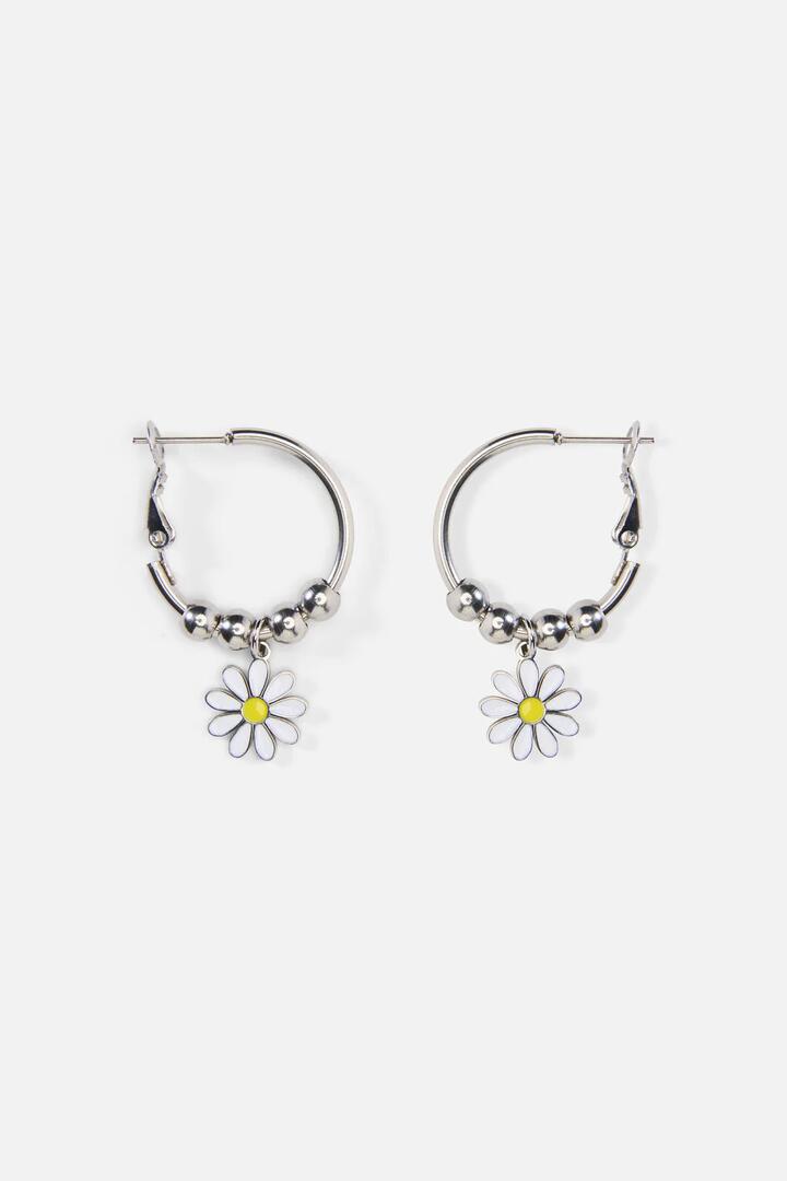 Image of Earrings. Productname: Flower Bauble Sleeper Earrings in Silver colour by brand - Princess Highway