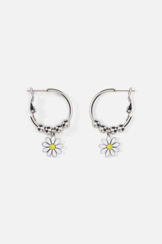 Image of Earrings. Productname: Flower Bauble Sleeper Earrings in Silver colour by brand - Princess Highway
