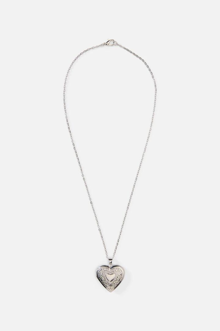 Image of Necklaces. Productname: Heart Locket Necklace in Silver colour by brand - Princess Highway