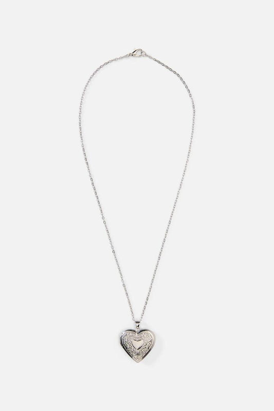 Image of Necklaces. Productname: Heart Locket Necklace in Silver colour by brand - Princess Highway