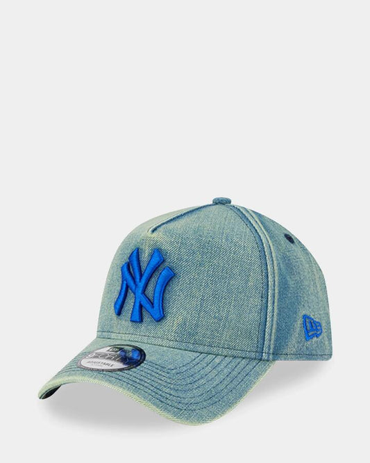 Image of Hats. Product name - New Era 9Forty Denim New York Yankees Cap Green in Green colour by brand - New Era
