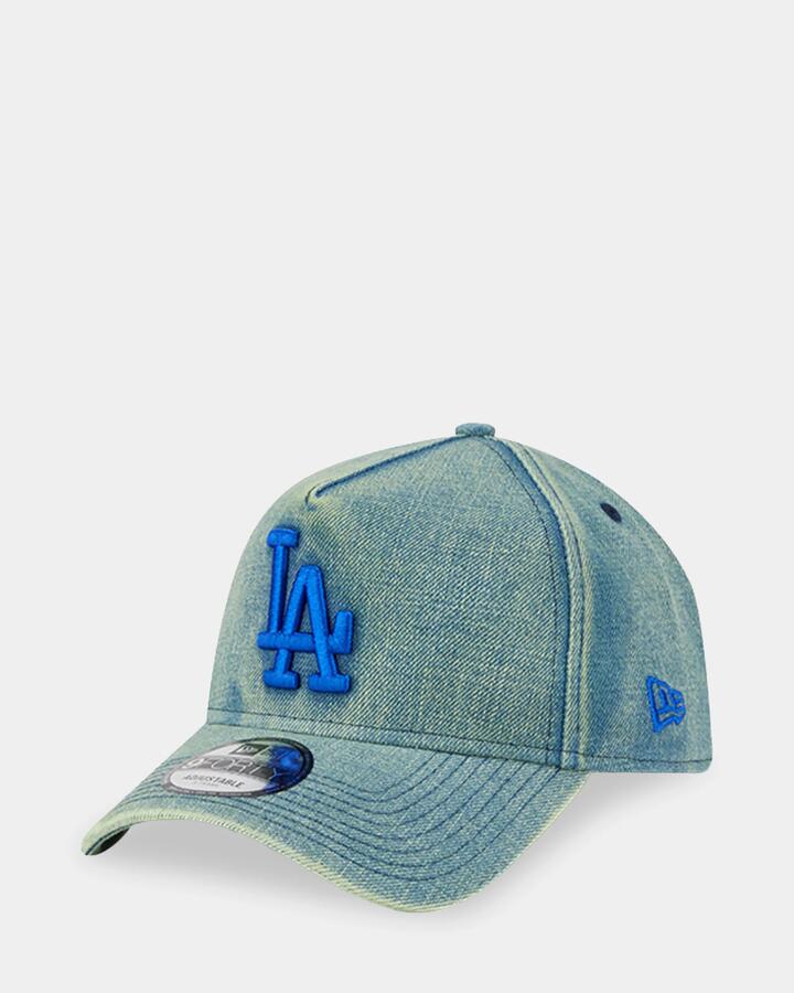 Image of Hats. Product name - New Era 9Forty Denim Los Angeles Dodgers Cap Green in Green colour by brand - New Era