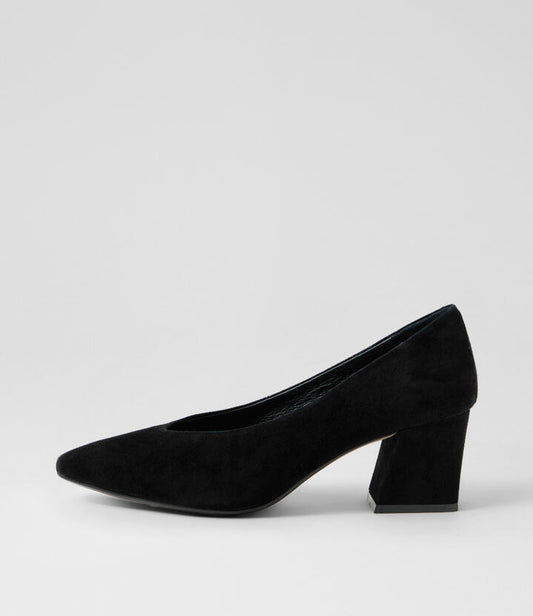 Image of Heels. Productname: Mosko Black Suede Pump Heels in Black colour by brand - MIDAS