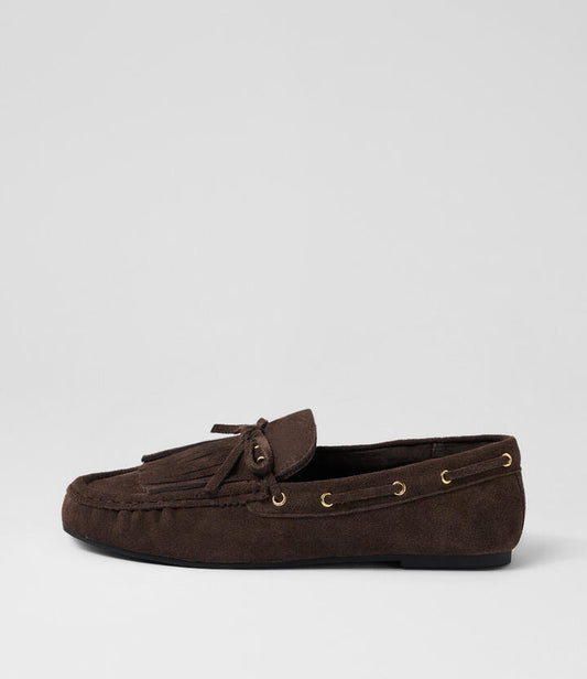 Image of Shoes. Productname: Eltin Dark Choc Suede Boat Shoes in Dk Choc colour by brand - MOLLINI