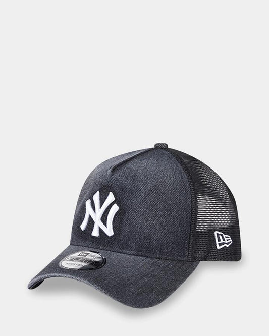 Image of Hats. Product name - New Era 9Forty A-Frame New York Yankees Trucker Cap Black in Black colour by brand - New Era