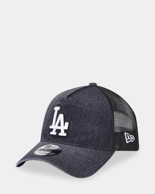 Image of Hats. Product name - New Era 9Forty A-Frame Los Angeles Dodgers Trucker Cap Black in Black colour by brand - New Era