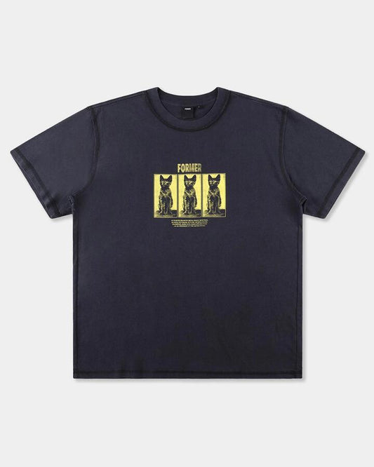 Image of a model wearing Tops. Productname: former Mens Vet T-Shirt Washed Black - in Washed Black colour by brand - Former