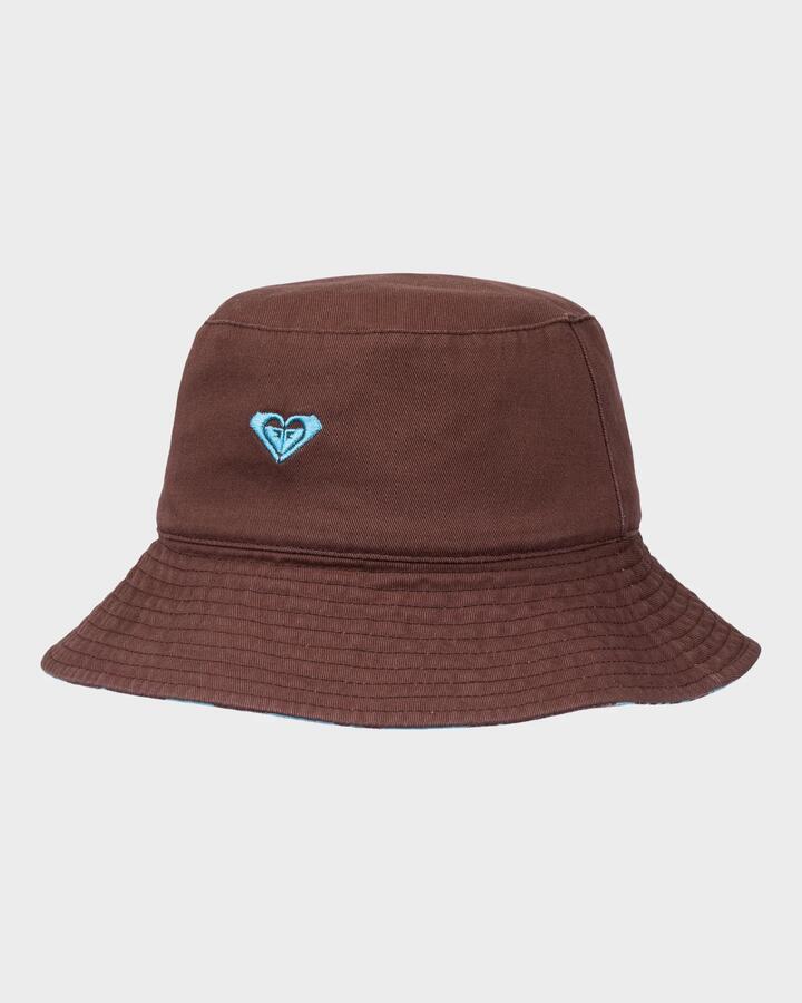 Image of Hats. Productname: roxy Womens Jasmine Paradise Reversible Bucket Hat Brownie Hibiscus Hype - in Brownie Hibiscus Hype colour by brand - Roxy