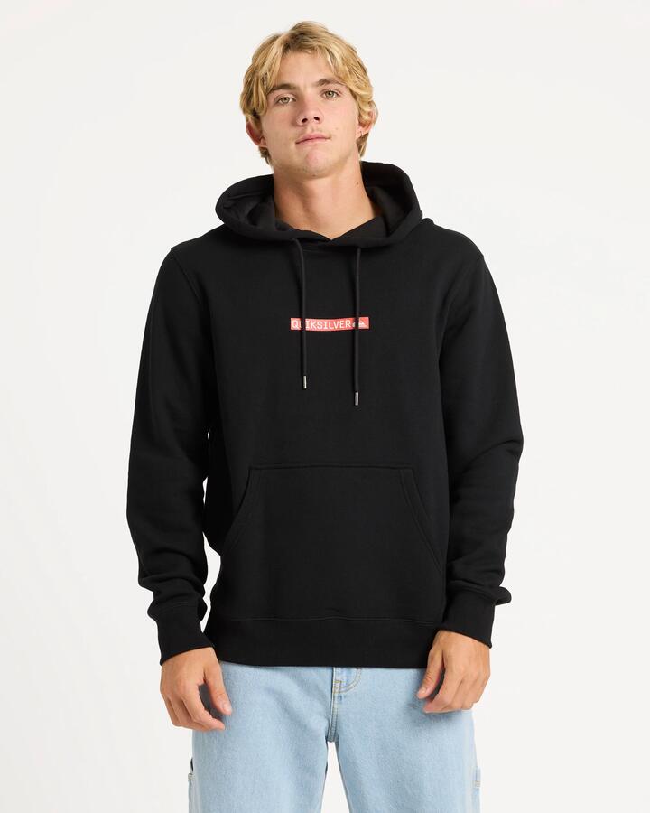 Image of a model wearing Outerwear. Product name - Quiksilver Mens Dna Mix Pullover Hoodie Black in Black colour by brand - Quiksilver