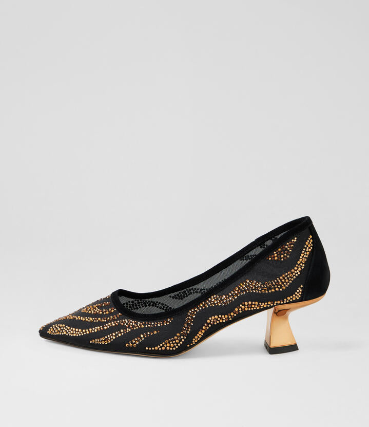 Image of Heels. Productname: Loyola Black Bronze Multi Pump Heels in Black-Bronze colour by brand - MIDAS