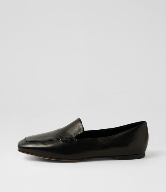 Image of Flats. Productname: Nicolo Black Luxe Leather Loafers in Black Luxe colour by brand - MIDAS