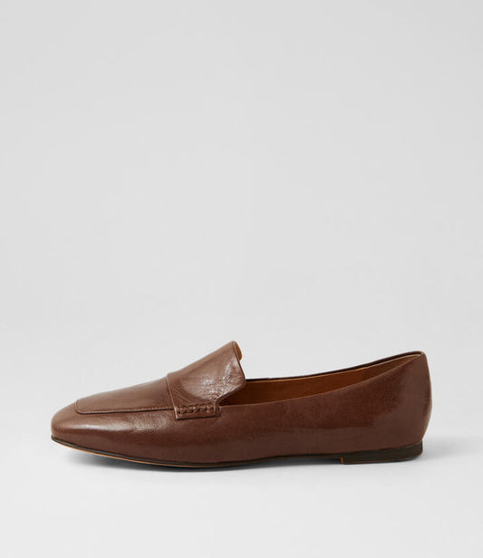 Image of Flats. Productname: Nicolo Choc Luxe Leather Loafers in Choc Luxe colour by brand - MIDAS